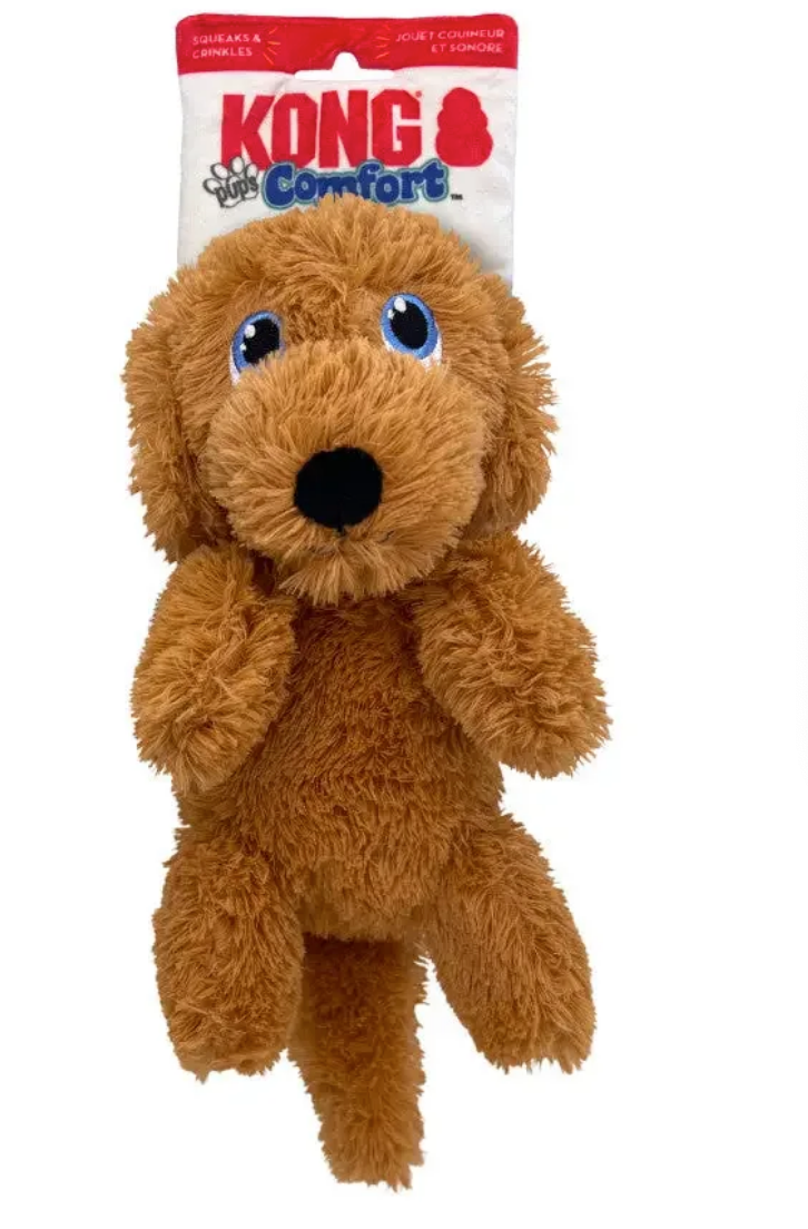 KONG Comfort Pups Goldie Super Plush Crinkly Floppy Squeaky Dog Toy - Medium 12.5"