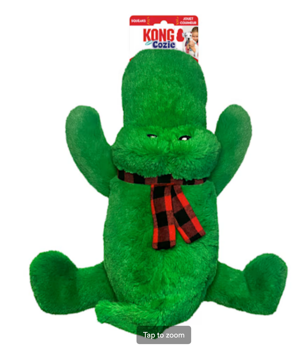 KONG Holiday Cozie Ali Alligator Jumbo Dog Squeaky Toy - XL 18" x 12.5"