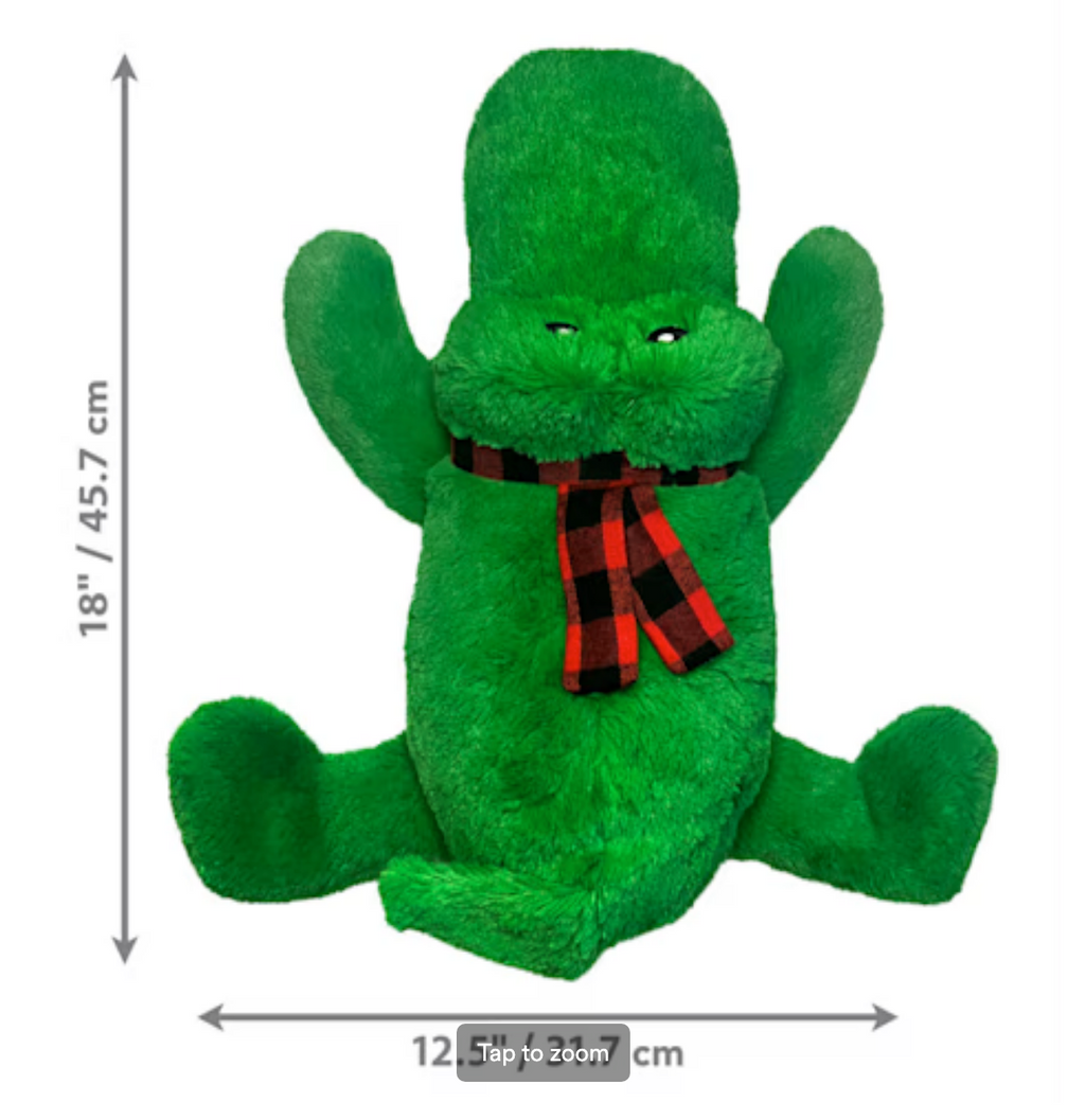 KONG Holiday Cozie Ali Alligator Jumbo Dog Squeaky Toy - XL 18" x 12.5"