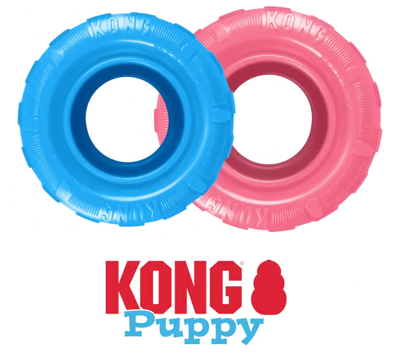 KONG Puppy Tires Super Durable Dog Fetch Chew Toy (CHOOSE SIZE AND COLOR)