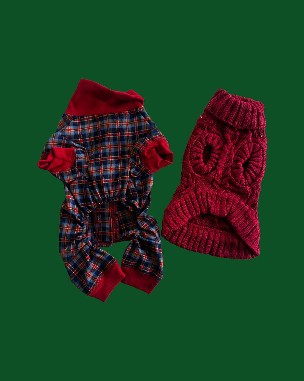 Harry Barker Holiday Red Knit Sweater + Plaid Soft Pajamas Set