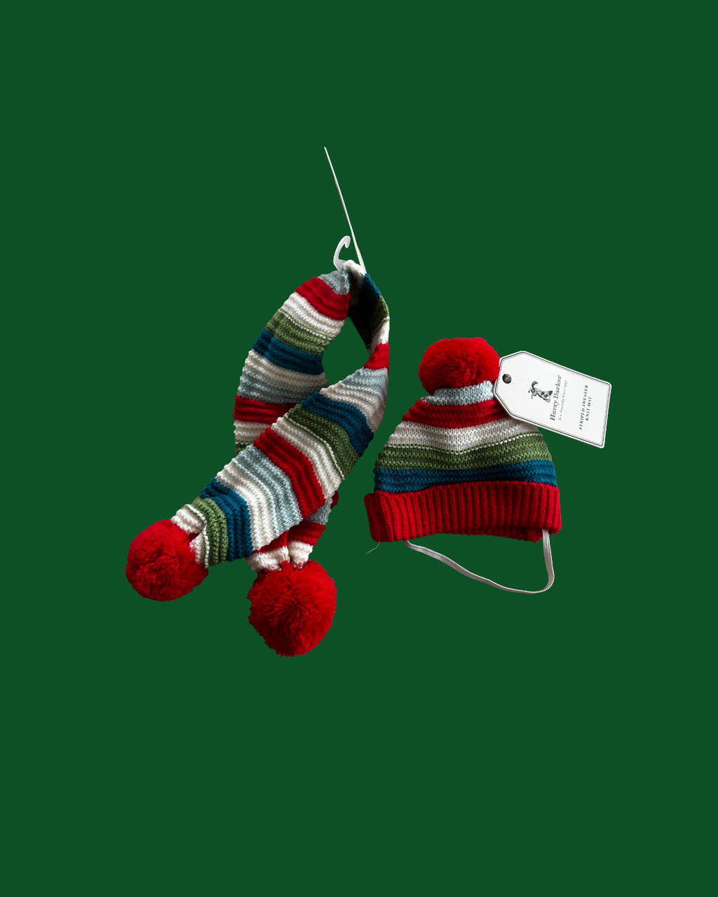 2pc Harry Barker Christmas Striped Knit Scarf and Hat (Choose Size)
