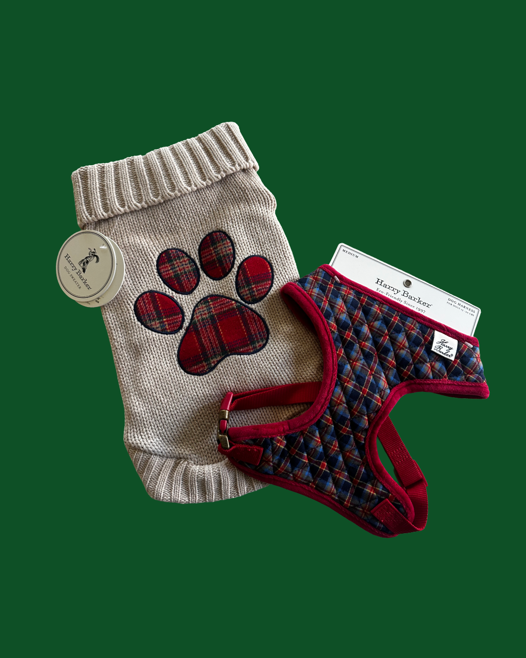 Harry Barker Paw Sprint Sweater + Quilted Harness Set - Medium