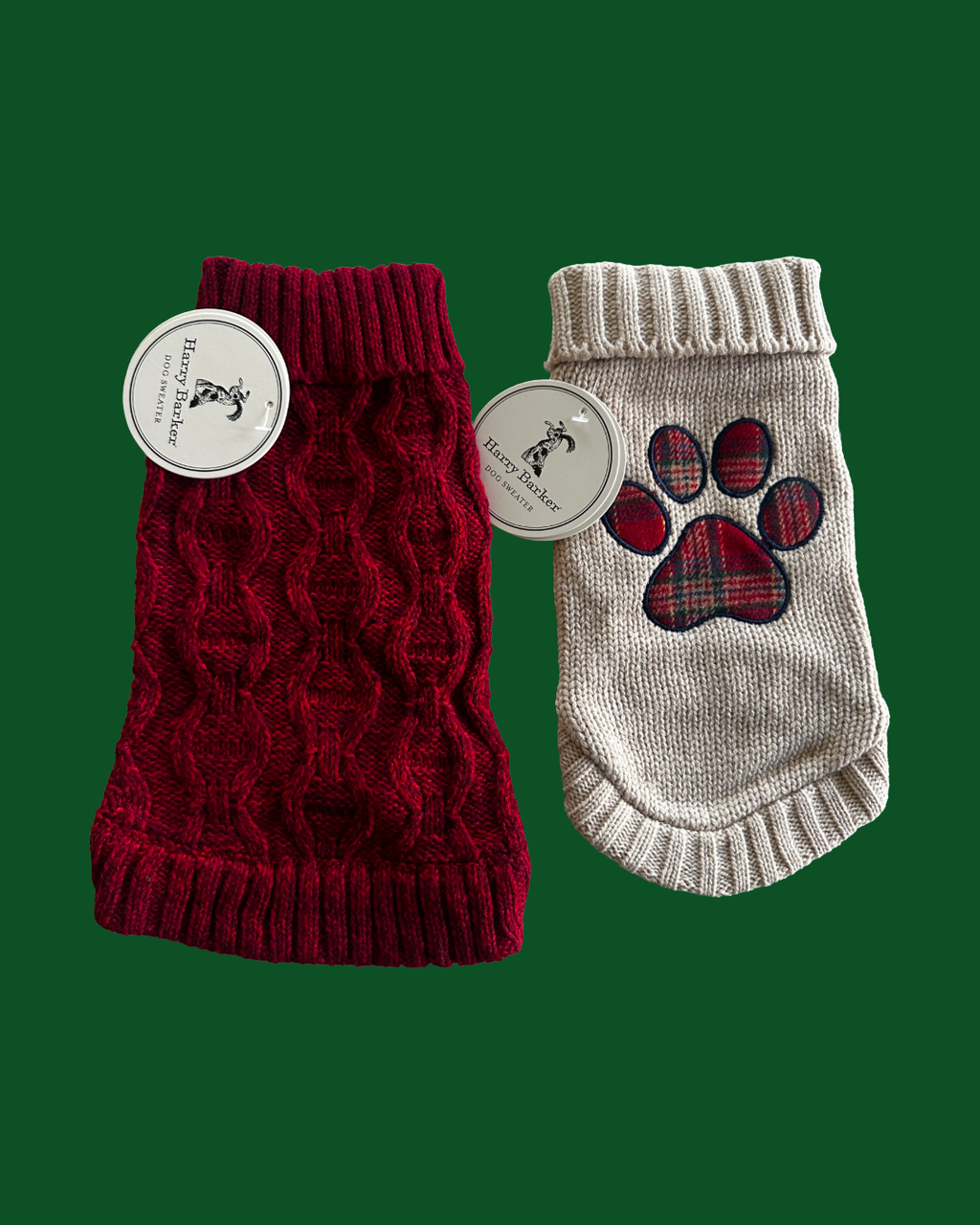 Harry Barker Holiday Red Knit Sweater + Paw Print Sweater Set