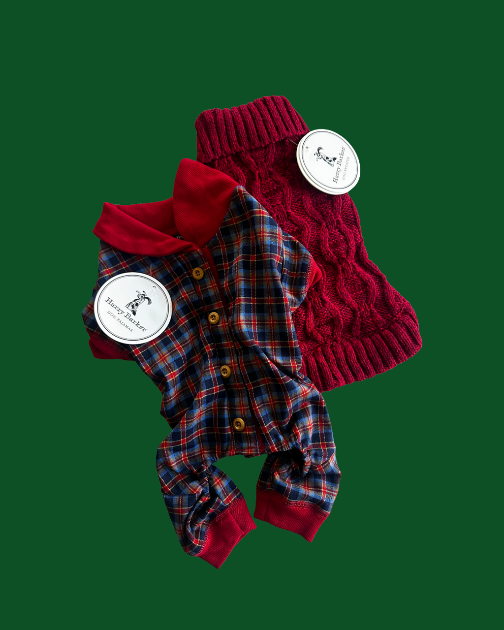 Harry Barker Holiday Red Knit Sweater + Plaid Soft Pajamas Set