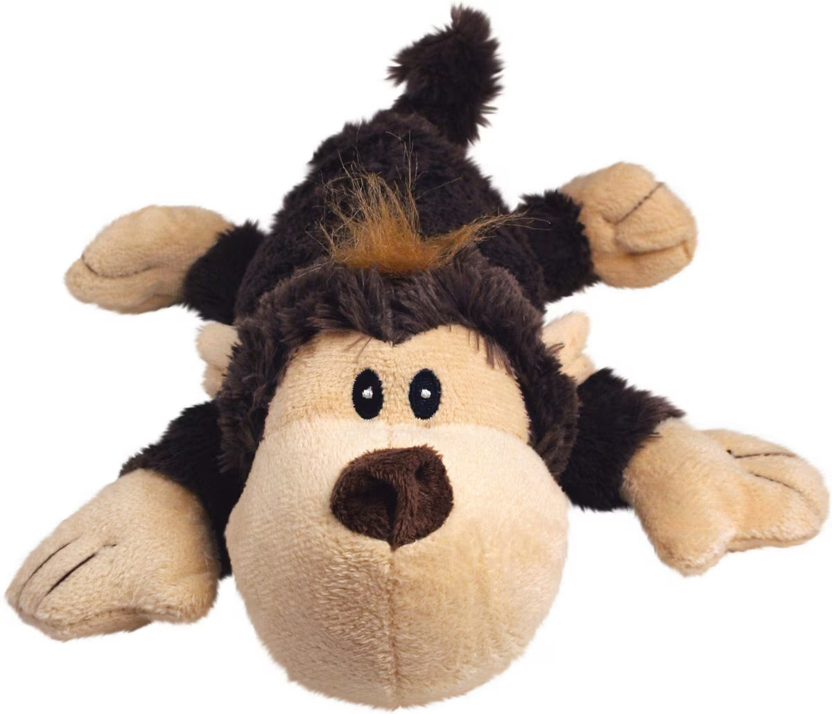 KONG Cozie Spunky the Monkey Dog Squeaky Toy - Medium 9"x8"