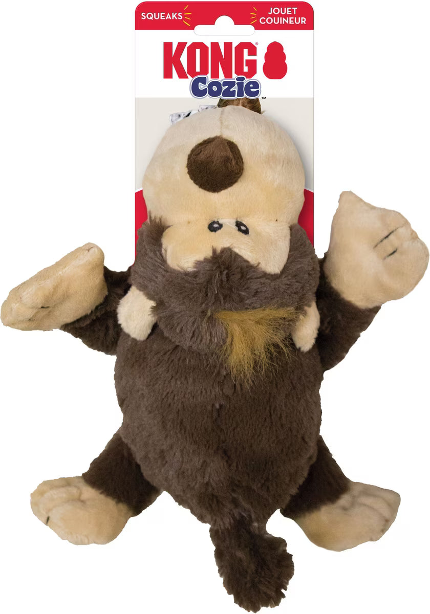 KONG Cozie Spunky the Monkey Dog Squeaky Toy - Medium 9"x8"
