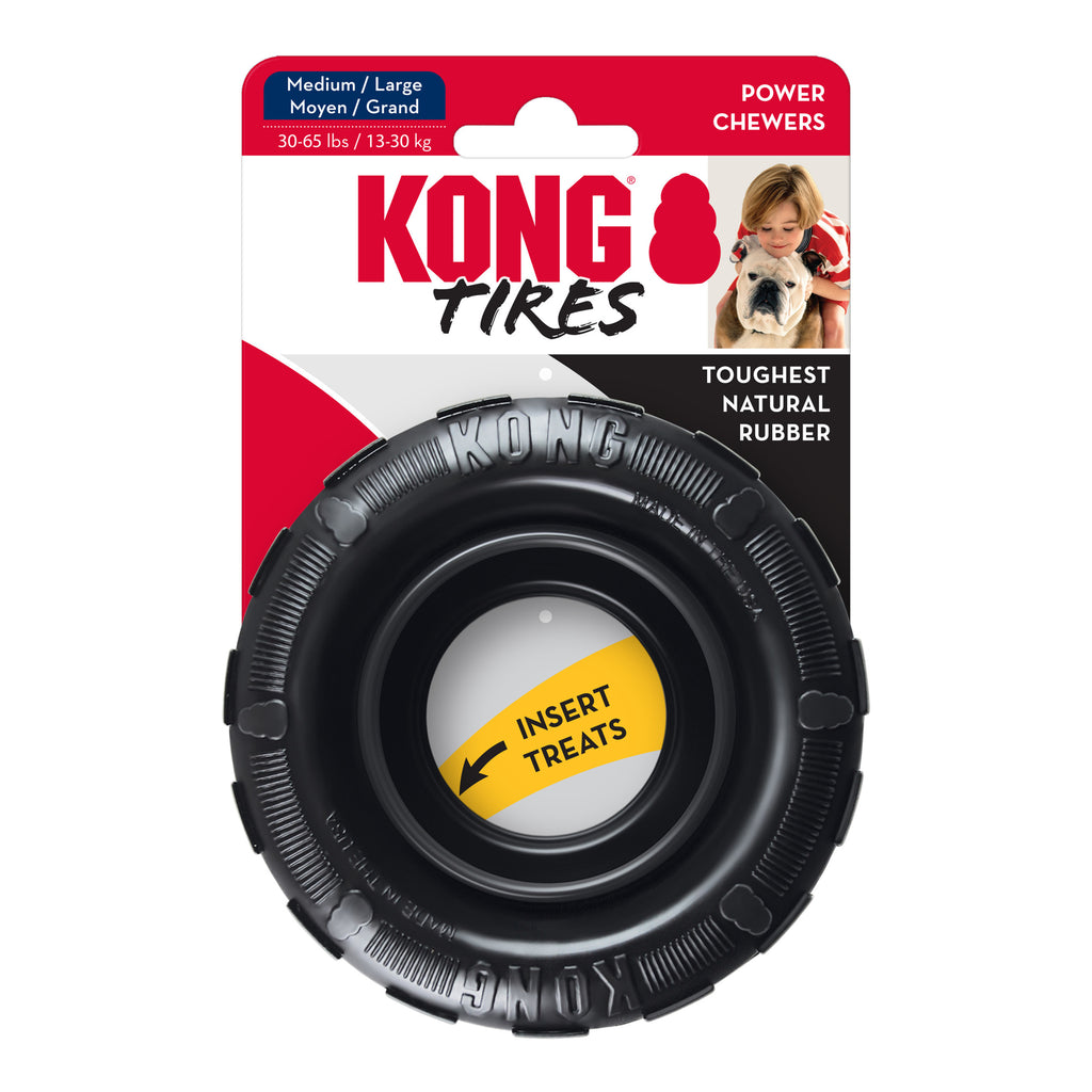 KONG Extreme Black Natural Rubber Tire for Dog Chewers - Stuffable (CHOOSE SIZE)