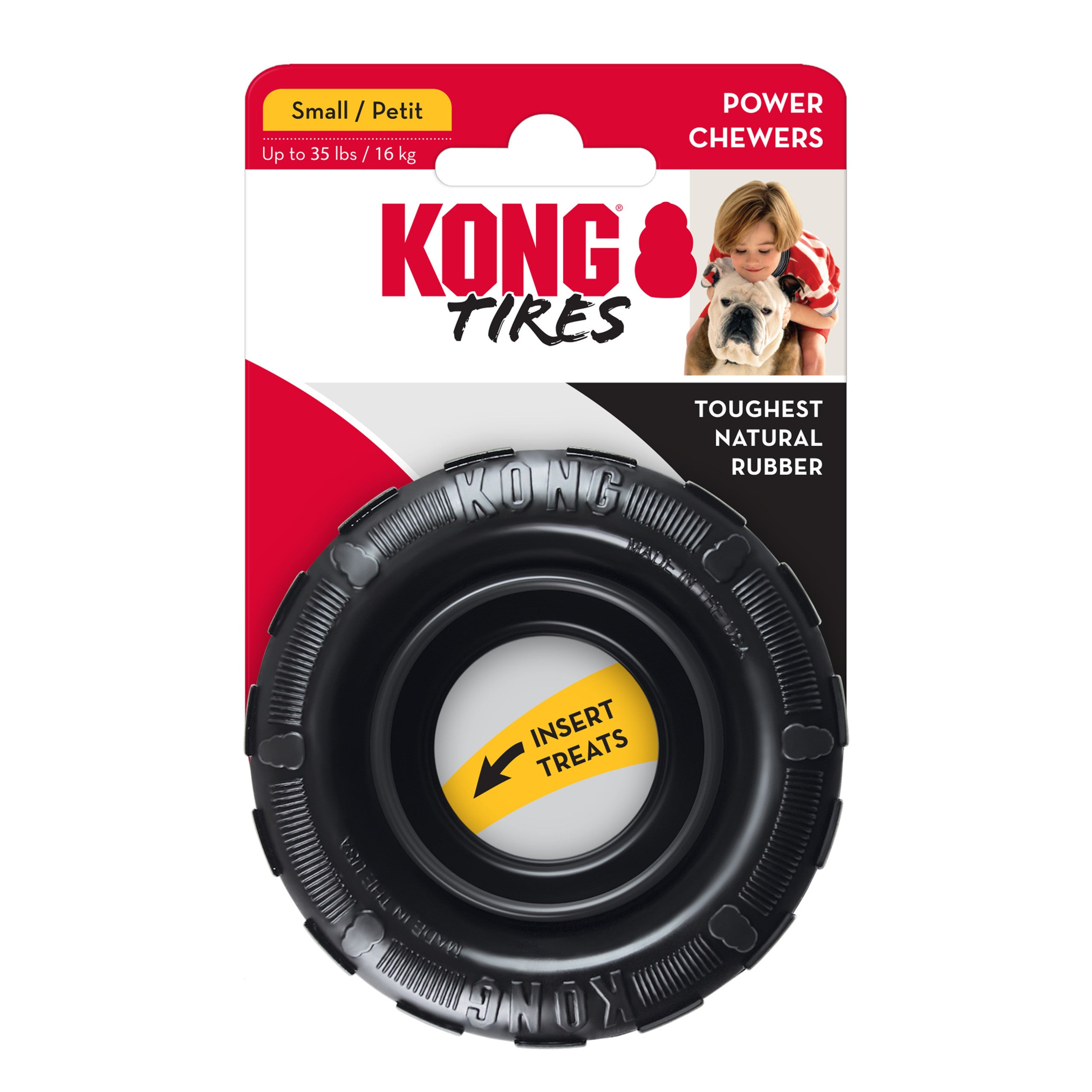 KONG Extreme Black Natural Rubber Tire for Dog Chewers - Stuffable (CHOOSE SIZE)
