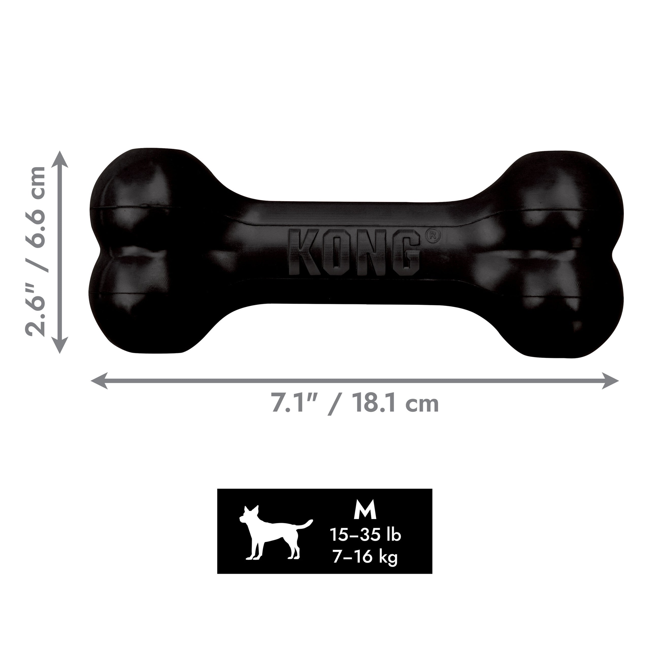 KONG - Natural Rubber Extreme Goodie Bone - Black