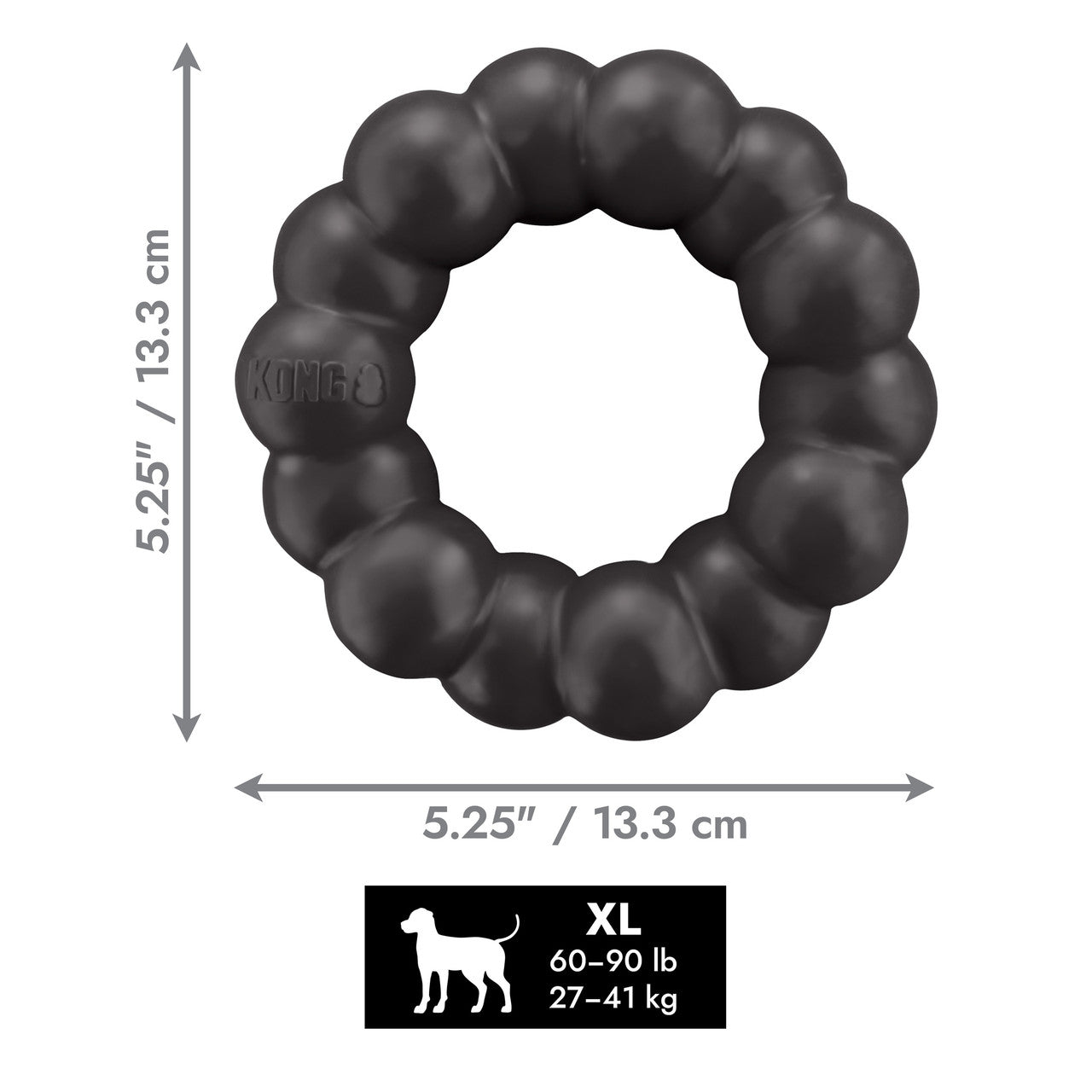 KONG Extreme Long Lasting Rubber Ring Dog Chew Toy - Black XL 5.25"