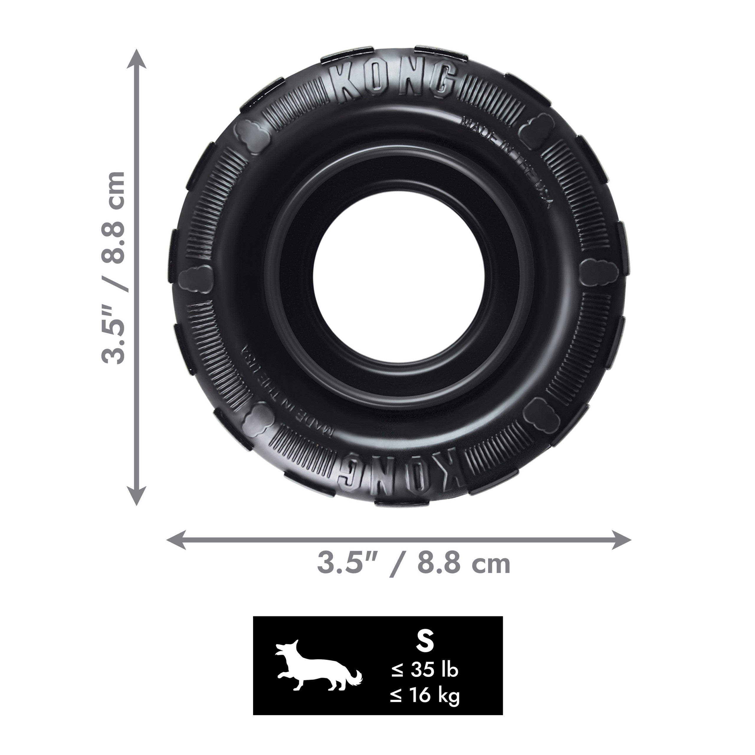 KONG Extreme Black Natural Rubber Tire for Dog Chewers - Stuffable (CHOOSE SIZE)