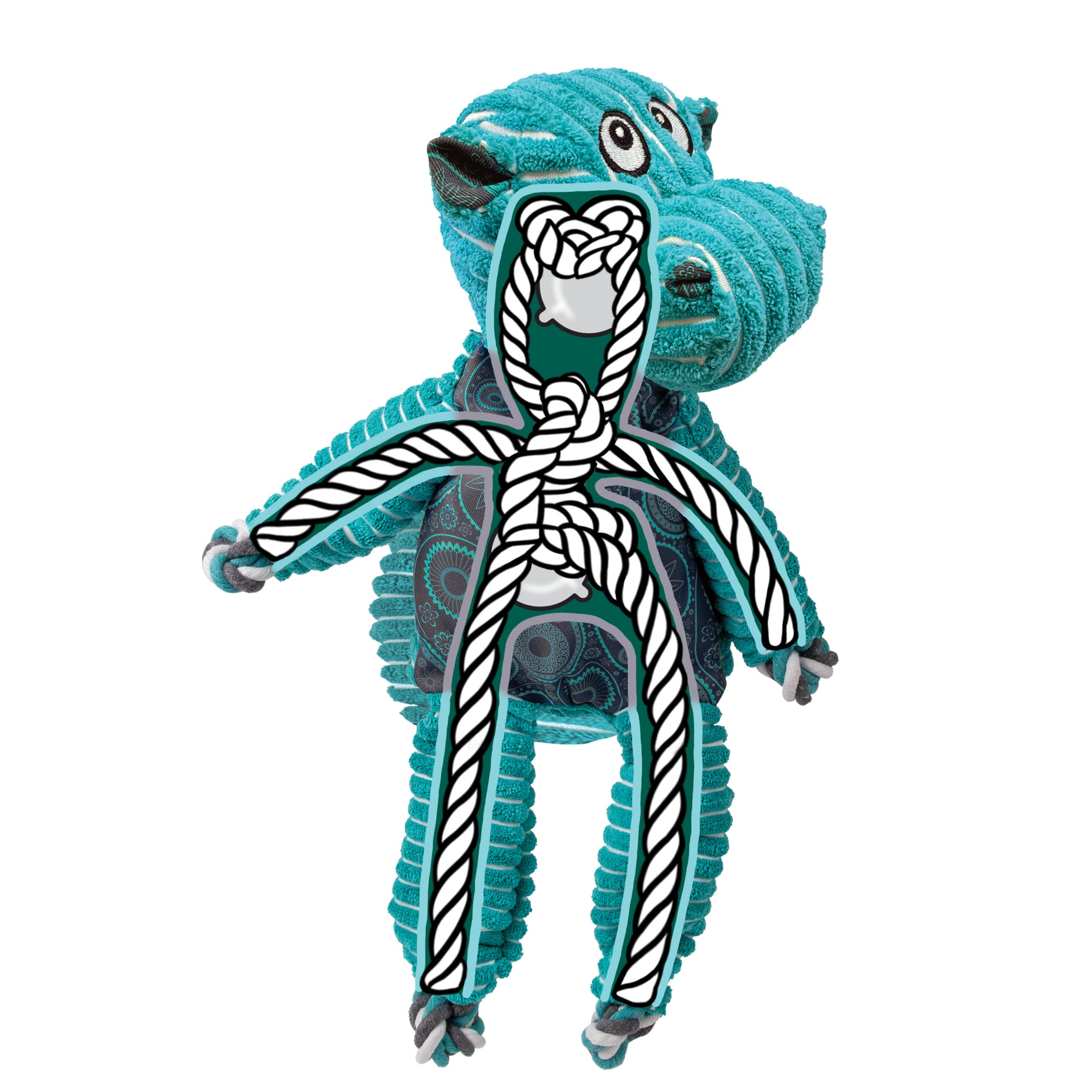 KONG Floppy Knots Hippo Squeaky Rope Dog Toy (CHOOSE SIZE)