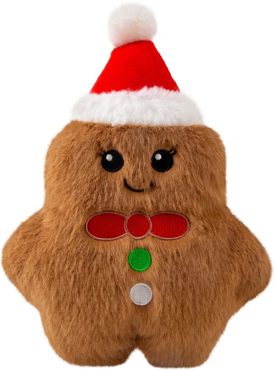 KONG Holiday Christmas Snuzzles Gingerbread Squeaky Plushy Dog Toy - Medium 11"