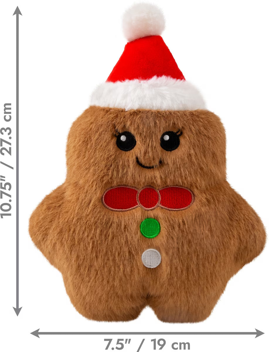 KONG Holiday Christmas Snuzzles Gingerbread Squeaky Plushy Dog Toy - Medium 11"