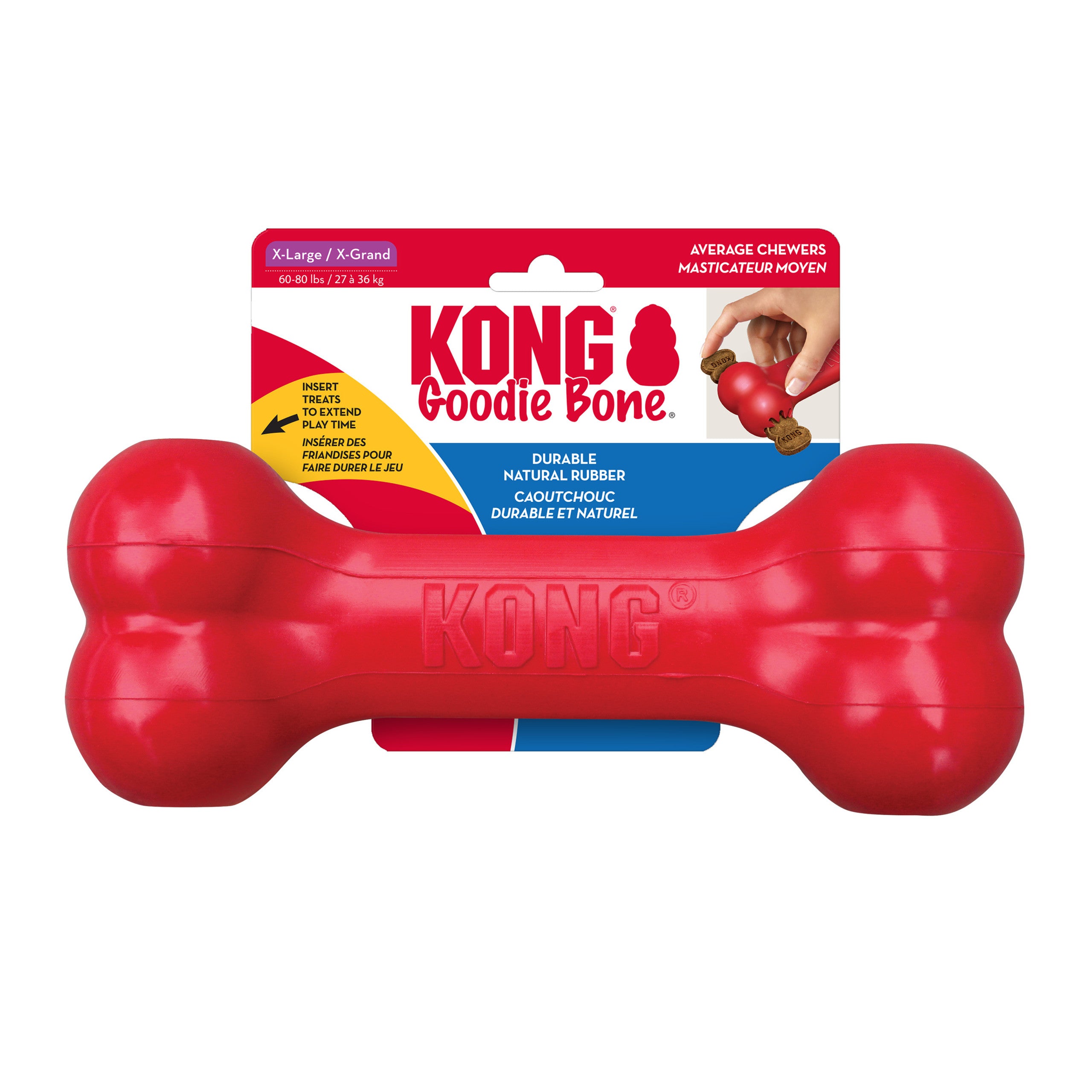 KONG Red Goodie Bone - Treat Stuffable Dog Chew Toy (CHOOSE SIZE)