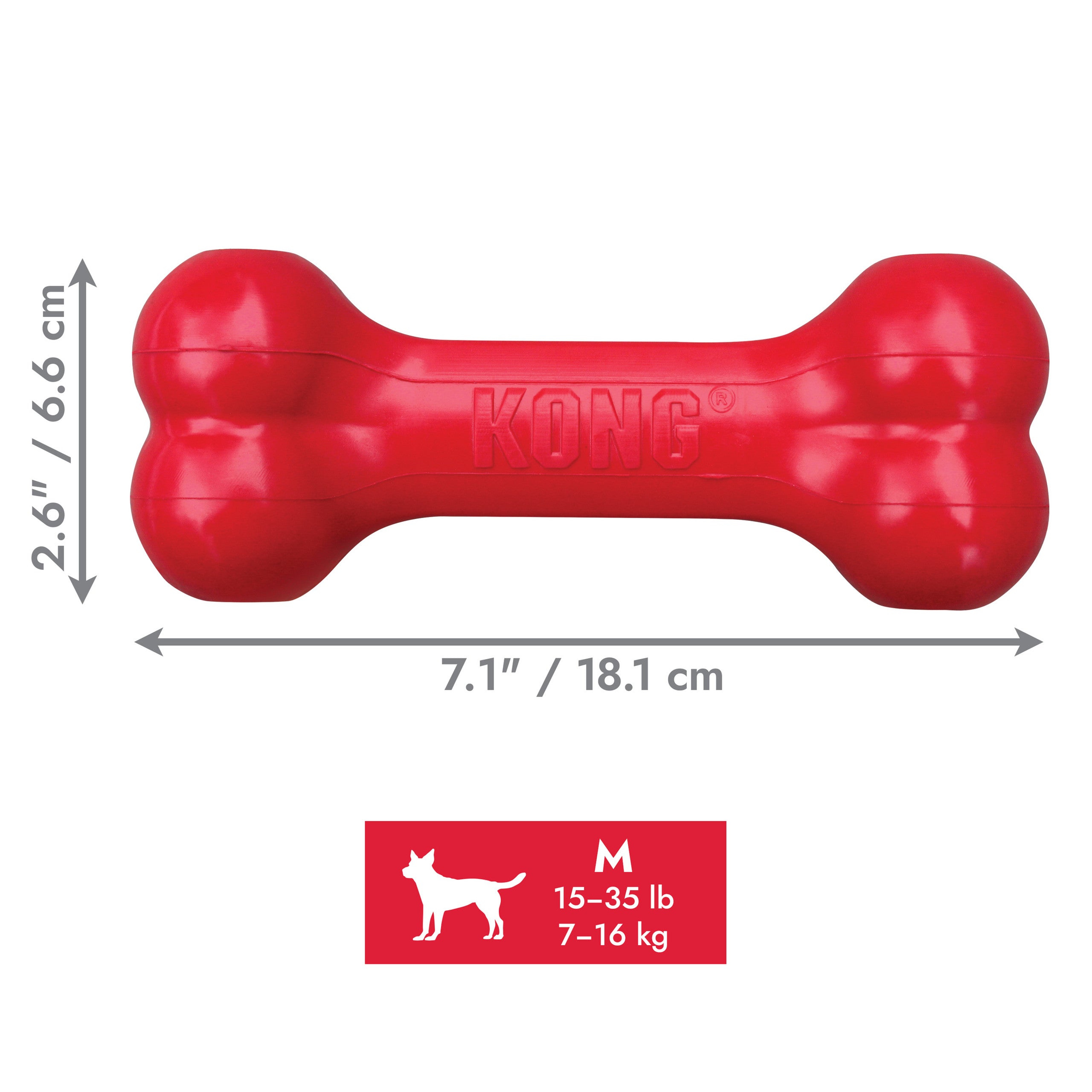 KONG Red Goodie Bone - Treat Stuffable Dog Chew Toy (CHOOSE SIZE)