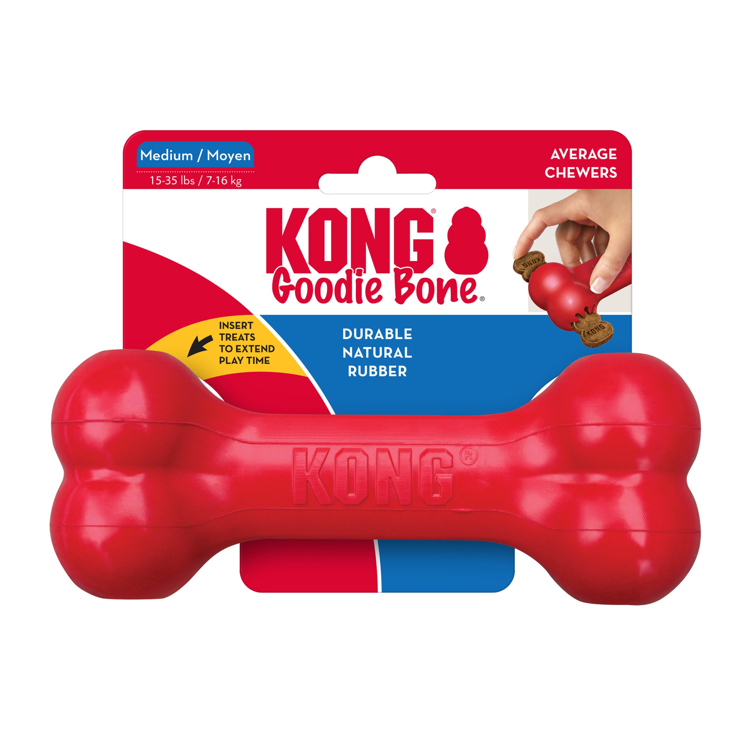 KONG Red Goodie Bone - Treat Stuffable Dog Chew Toy (CHOOSE SIZE)