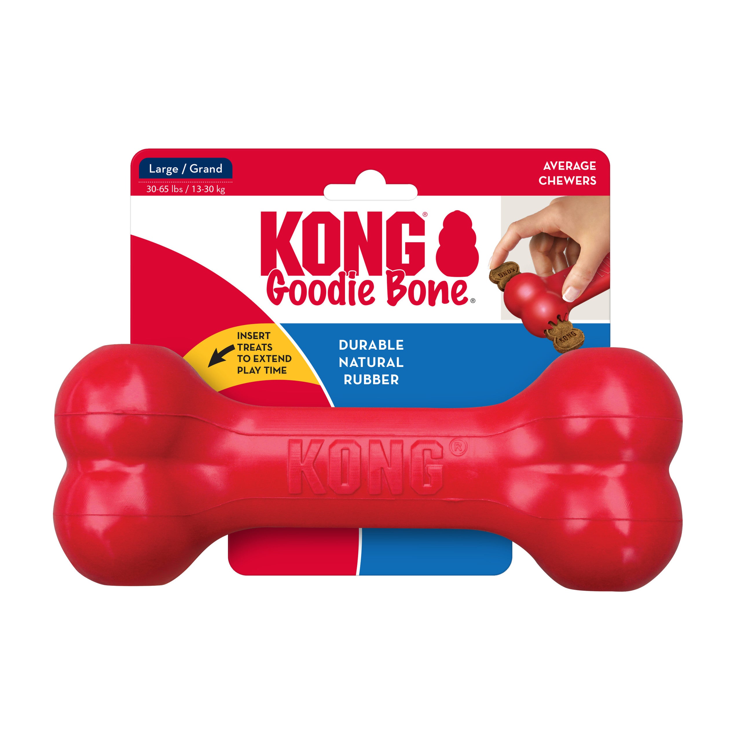 KONG Red Goodie Bone - Treat Stuffable Dog Chew Toy (CHOOSE SIZE)