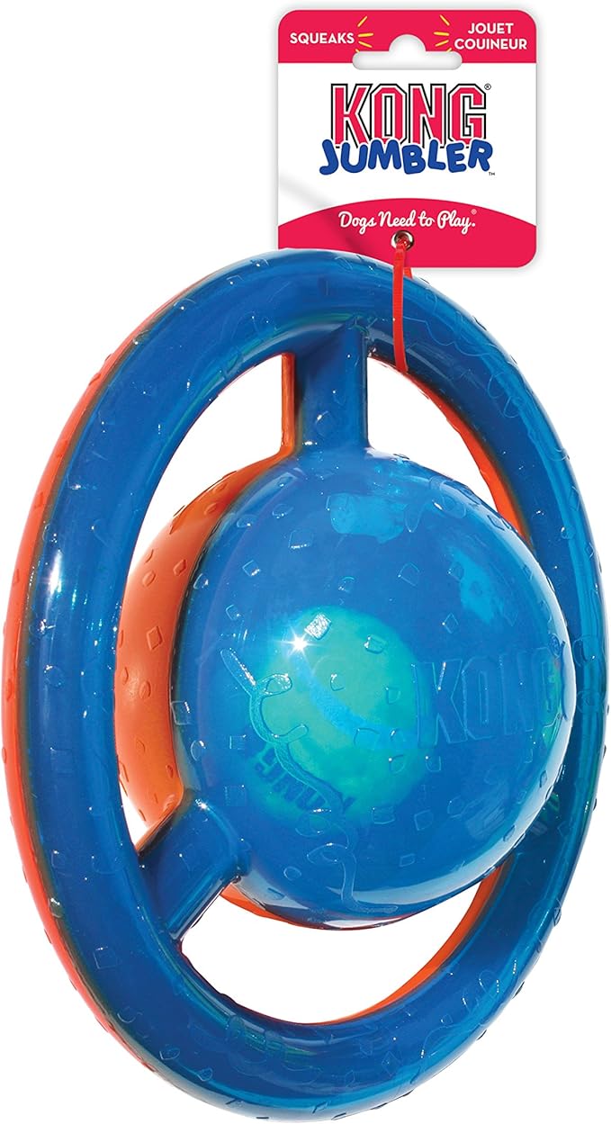 KONG Jumbler Disc - Interactive Rubber Tennis Ball Dog Toy - (CHOOSE SIZE & COLOR)