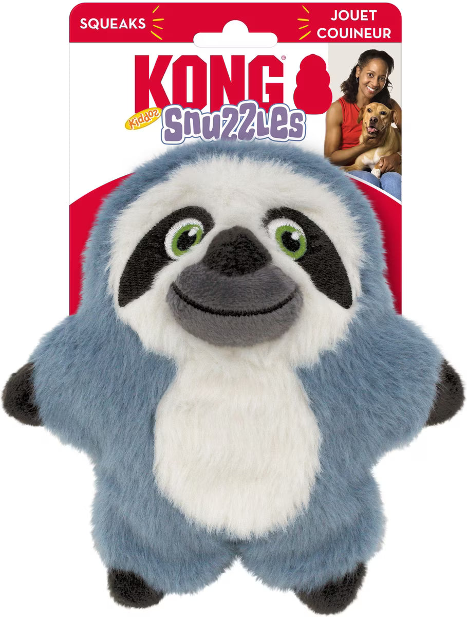 KONG Snuzzles Kiddos Sloth Tough Squeaky Super Soft Dog Toy - Small 6"