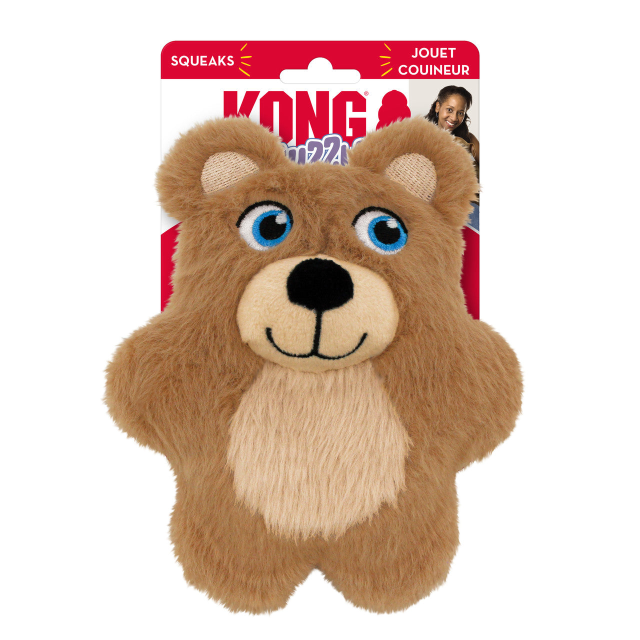 KONG Snuzzles Kiddos Teddy Bear Squeaky Super Soft Dog Toy - Small 6.5"
