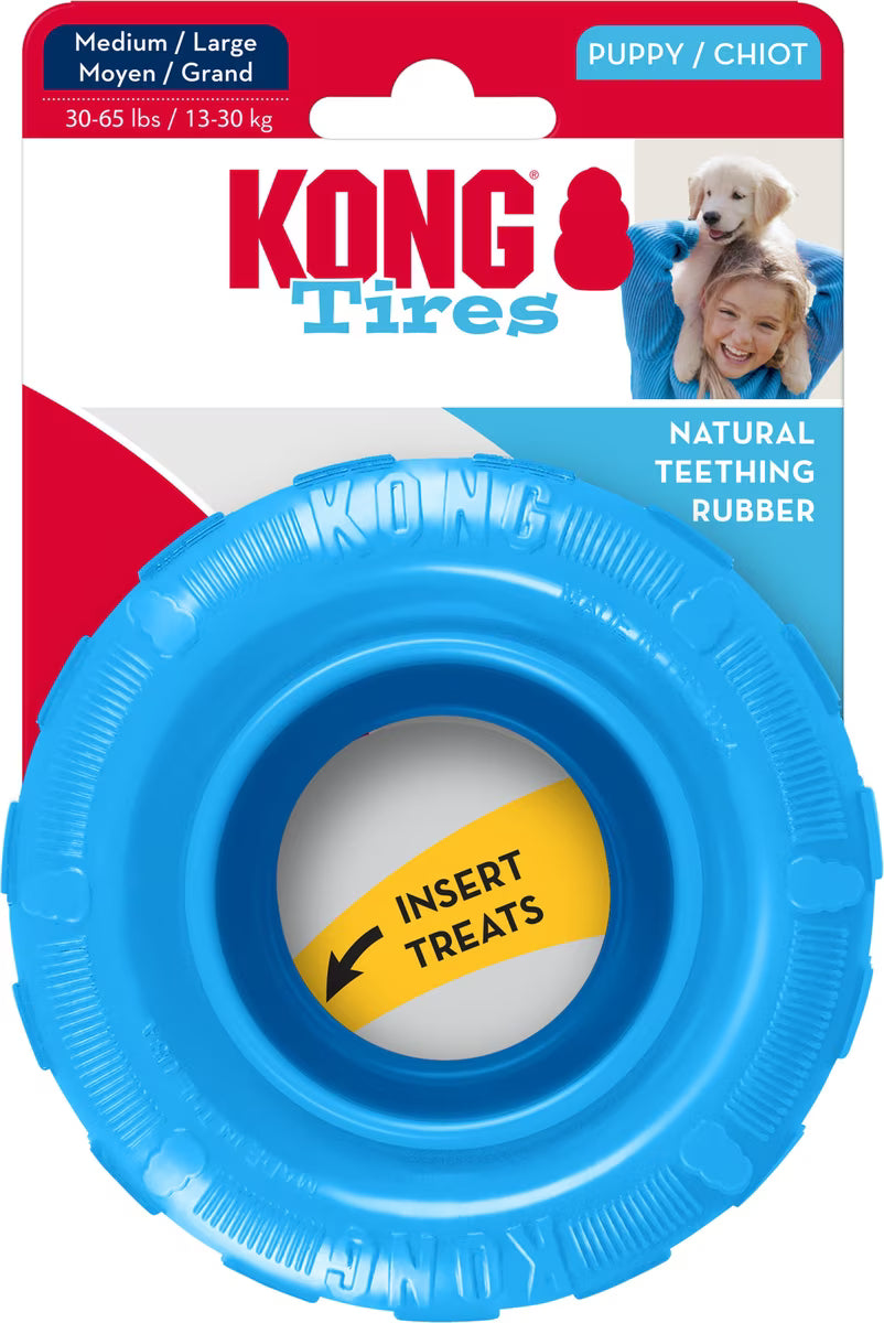 KONG Puppy Tires Super Durable Dog Fetch Chew Toy (CHOOSE SIZE AND COLOR)