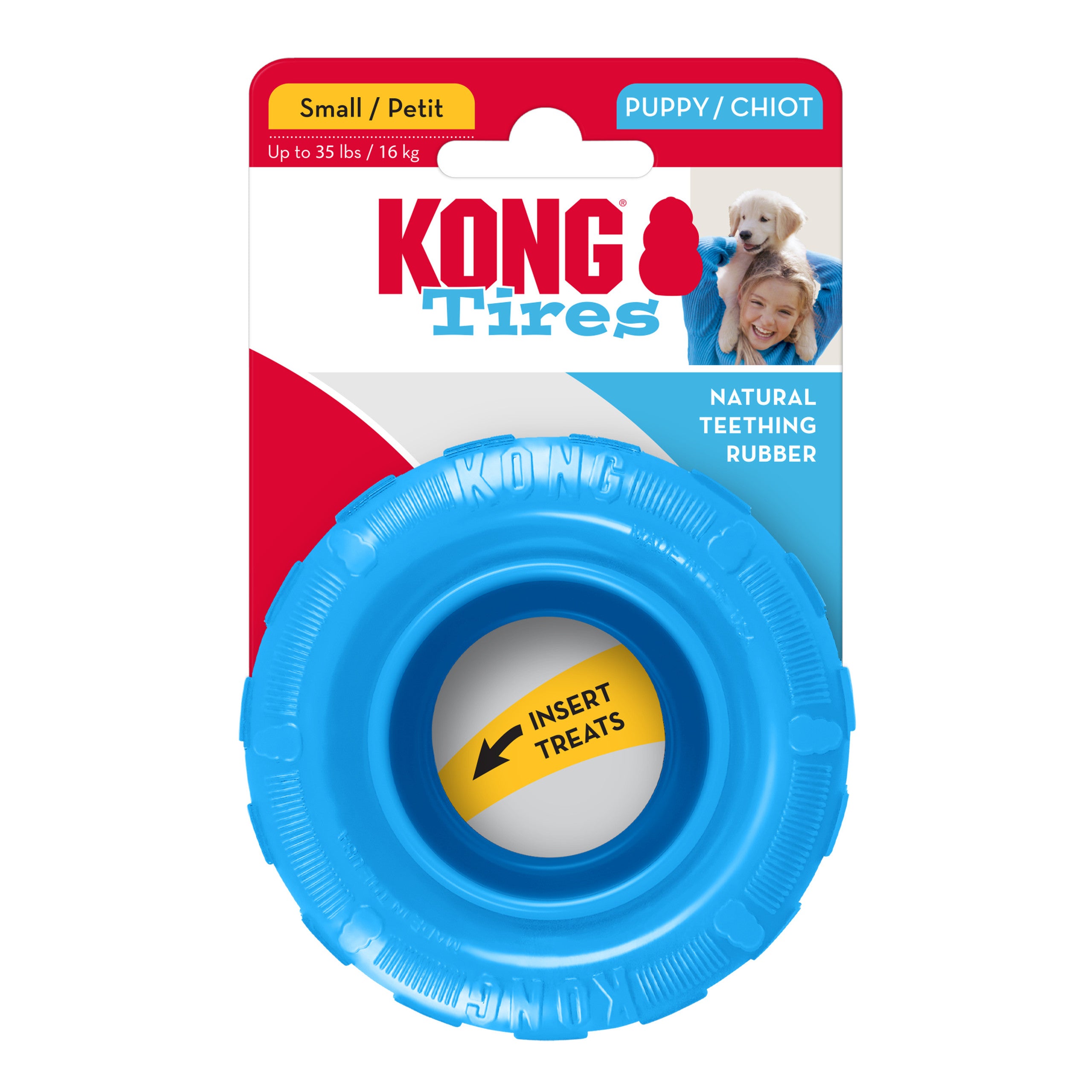 KONG Puppy Tires Super Durable Dog Fetch Chew Toy (CHOOSE SIZE AND COLOR)