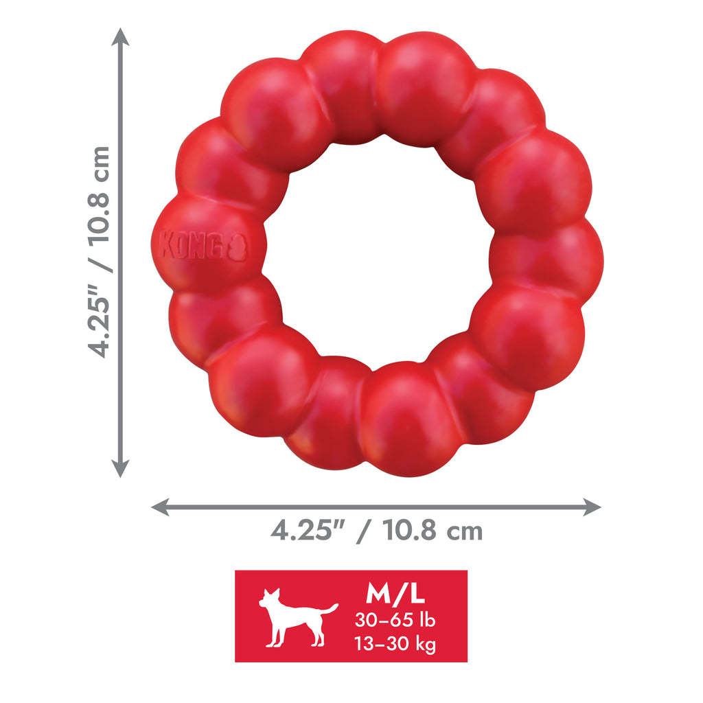 KONG Red Long Lasting Rubber Ring Dog Chew Toy - M/L 4.25"
