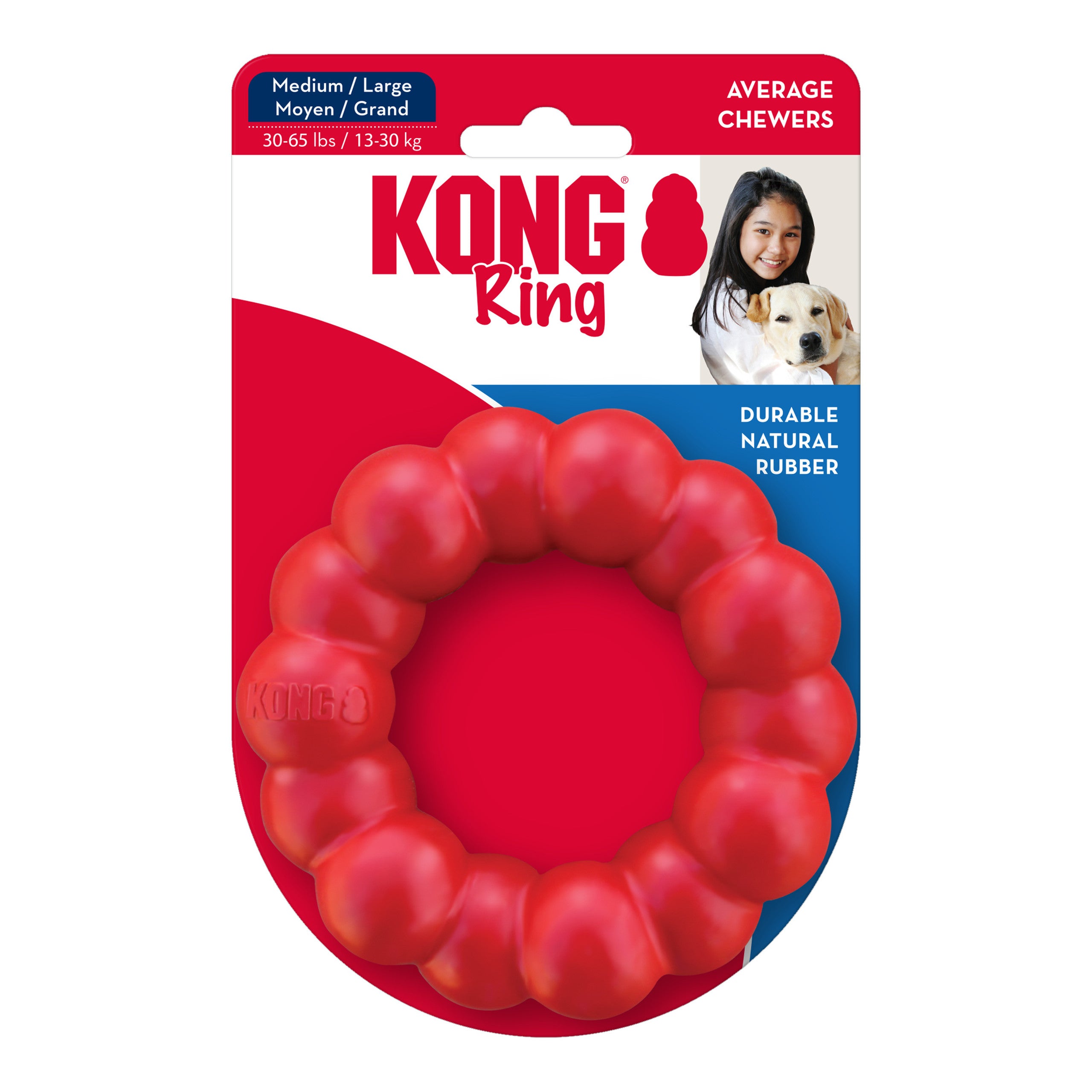 KONG Red Long Lasting Rubber Ring Dog Chew Toy - M/L 4.25"