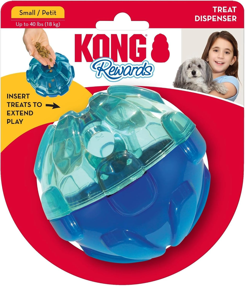KONG Rewards Ball Long Lasting Treat Kibble Dispenser - Small 4"