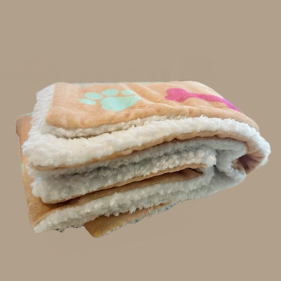 Soft Paw-Print Sherpa Fleece Blanket and Bed Cover 39"x30"