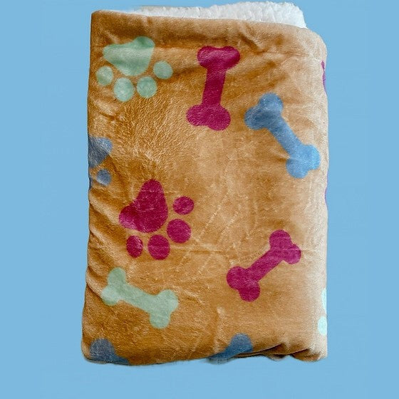 Soft Paw-Print Sherpa Fleece Blanket and Bed Cover 39"x30"