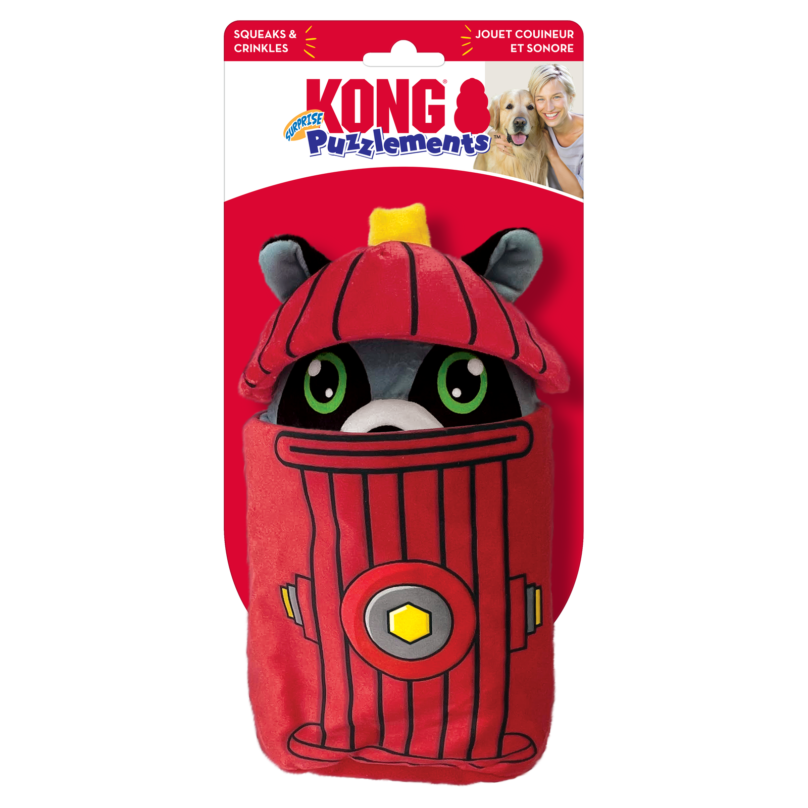 KONG PUZZLEMENTS SURPRISE FIRE HYDRANT PLUSH TOY