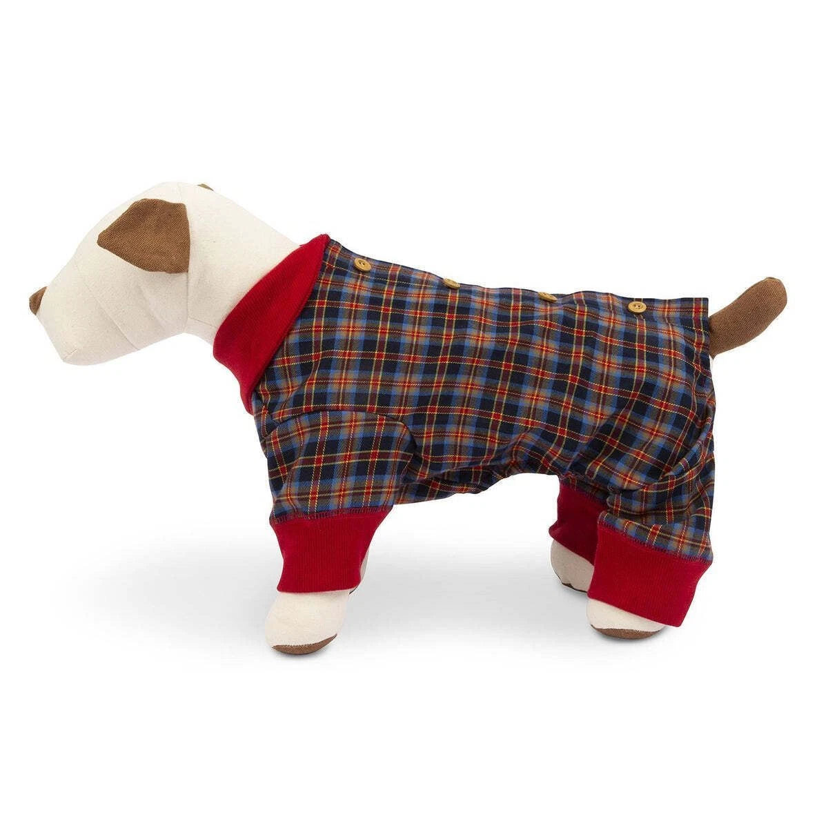 Harry Barker Holiday Plaid Soft Pajamas + Soft Plaid Squeaker Dog Toy Set