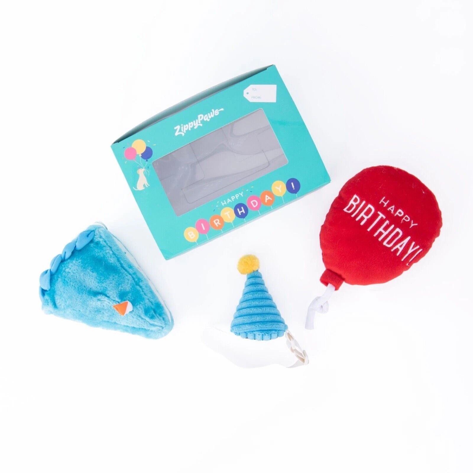ZippyPaws Birthday Box 3 Pcs (Cake, Balloon, And Hat)