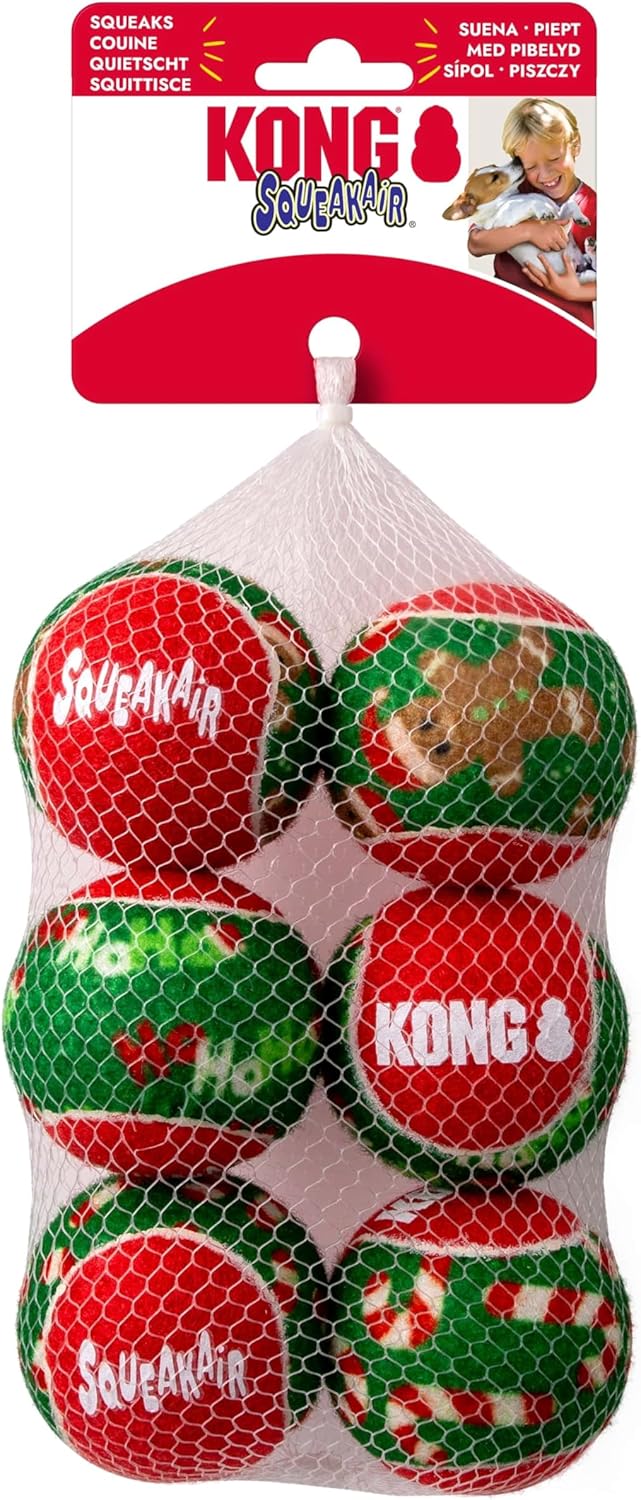 KONG Holiday SqueakAir Tennis Balls - 6 Pack - Medium