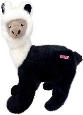 KONG Toughz Llama Squeaky Plush Dog Toy- Black/White- Medium 12"x9"