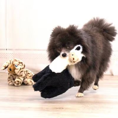 KONG Toughz Llama Squeaky Plush Dog Toy- Black/White- Medium 12"x9"