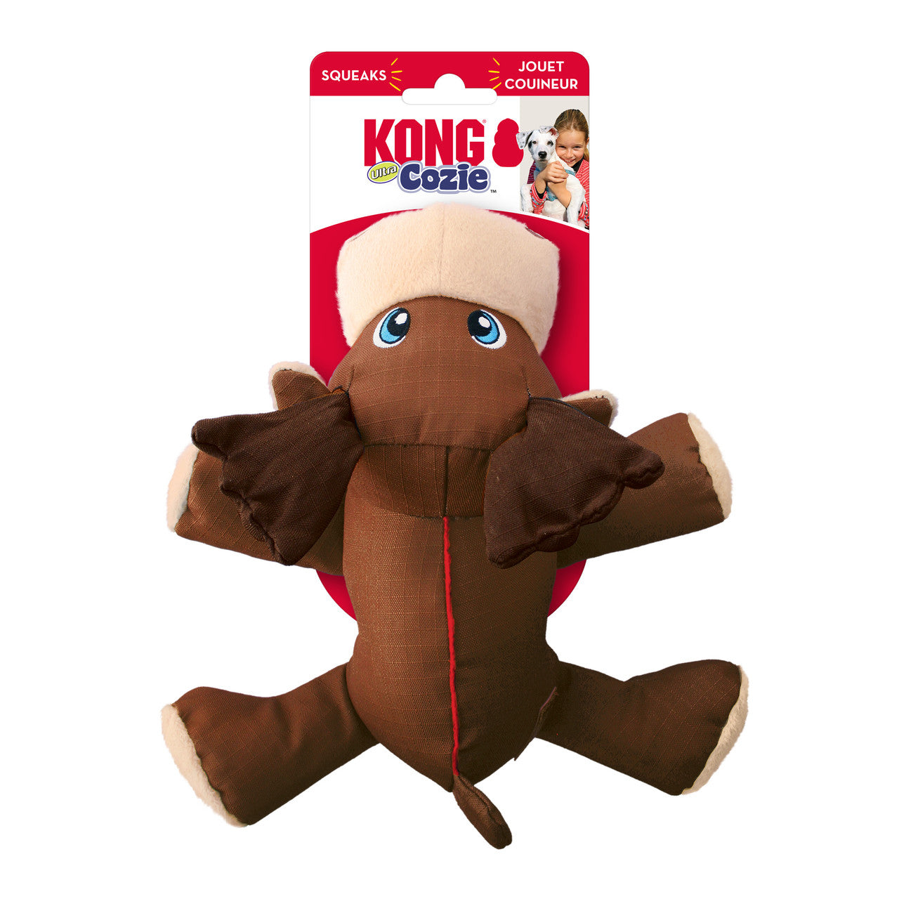 KONG Cozie Ultra Max Moose Squeaky Ultra Durable Dog Toy - Medium 7.75"