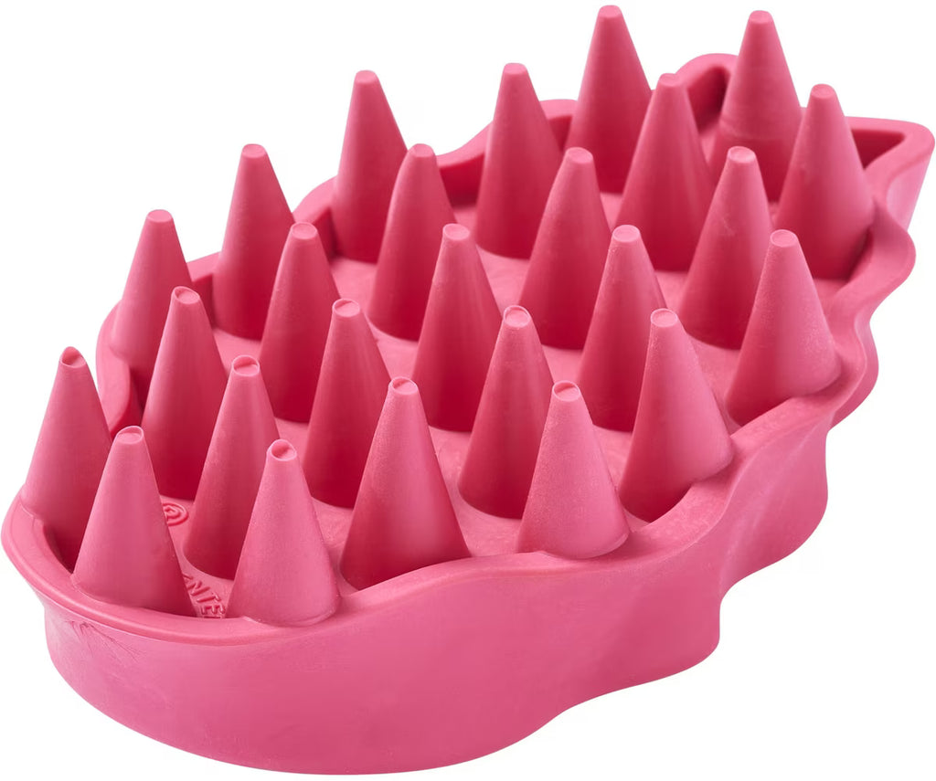 KONG Dog ZoomGroom Multi-Use Gentle Rubber Brush - Large 4.75" Raspberry
